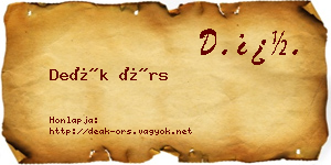 Deák Örs névjegykártya